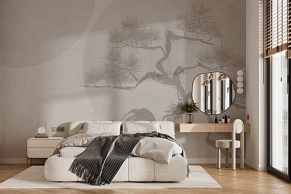 Tree with branches and leaves drawn on it Wall murals Tree with branches and leaves drawn on it