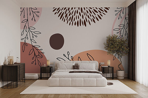 Pattern of flowers and circles Wall murals Pattern of flowers and circles
