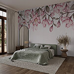 Wall murals Pink flowers on a white background