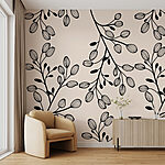 Wall murals Pattern of black and white leaves