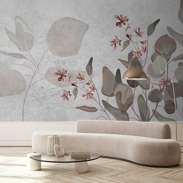 Soft florals on a muted background Wall murals Soft florals on a muted background