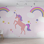 Wall murals Unicorn with rainbows and stars