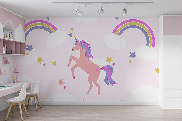 Unicorn with rainbows and stars Wall murals Unicorn with rainbows and stars