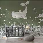 Wall murals Whale and fish swimming in the ocean