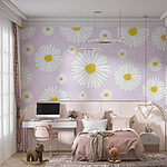 Wall murals Pattern of white and yellow flowers