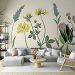 Wall murals Delicate floral illustration in soft hues