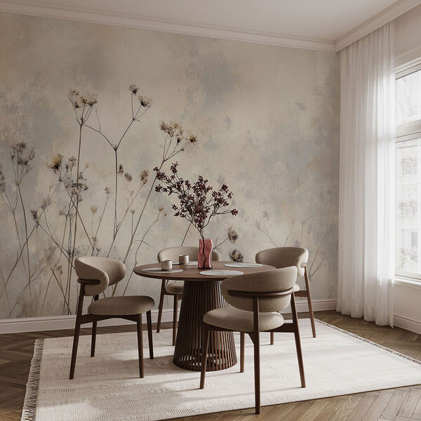 Dried flowers basking in soft hues Wall mural Dried flowers basking in soft hues