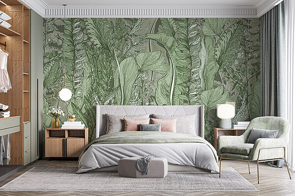 Lush greenery fills the canvas Wall murals Lush greenery fills the canvas