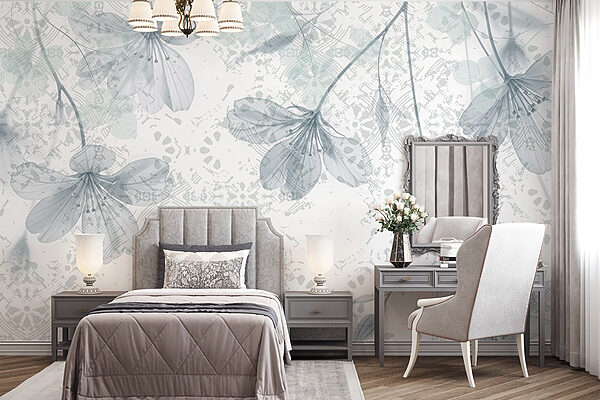 Delicate blossoms on a soft backdrop Wall murals Delicate blossoms on a soft backdrop