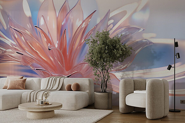 Ethereal floral sculpture in soft hues Wall murals Ethereal floral sculpture in soft hues