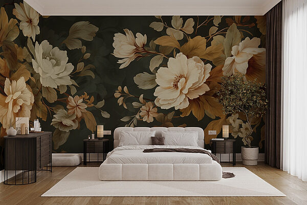 Elegant blooms in warm tones Wall murals Elegant blooms in warm tones