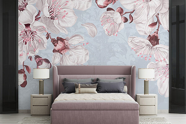 Delicate blossoms in soft hues Wall murals Delicate blossoms in soft hues