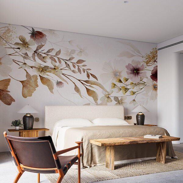Painting of flowers and leaves Wall murals Painting of flowers and leaves
