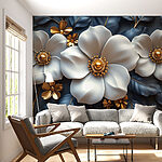 Wall murals Elegant blooms surrounded by lush foliage