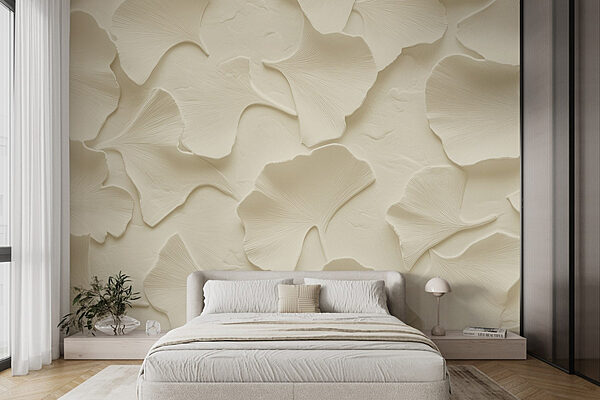 Group of white leaves Wall murals Group of white leaves