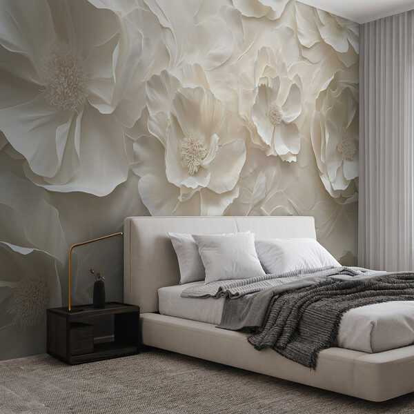 Wall murals White flower wallpaper (SKU: w08562) Wall murals White flower wallpaper (SKU: w08562)