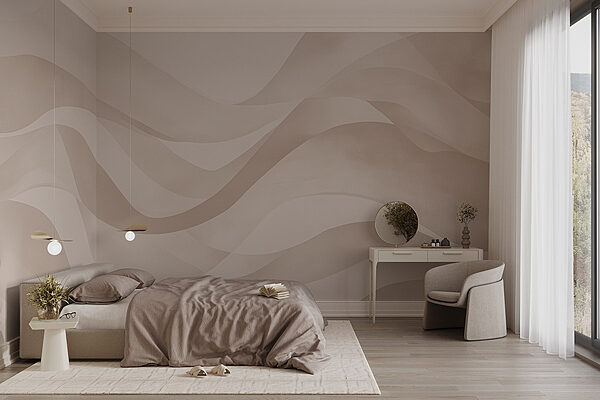 White and pink background with wavy lines Wall murals White and pink background with wavy lines