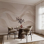 Wall mural White and pink background with wavy lines