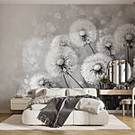 Wall murals Group of dandelions in black and white