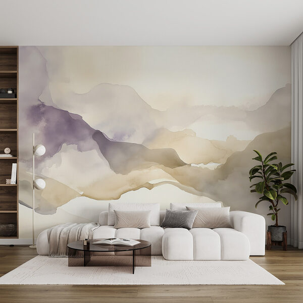 Watercolor painting of mountains Wall murals Watercolor painting of mountains