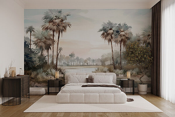 Water and palm trees by a river Wall murals Water and palm trees by a river