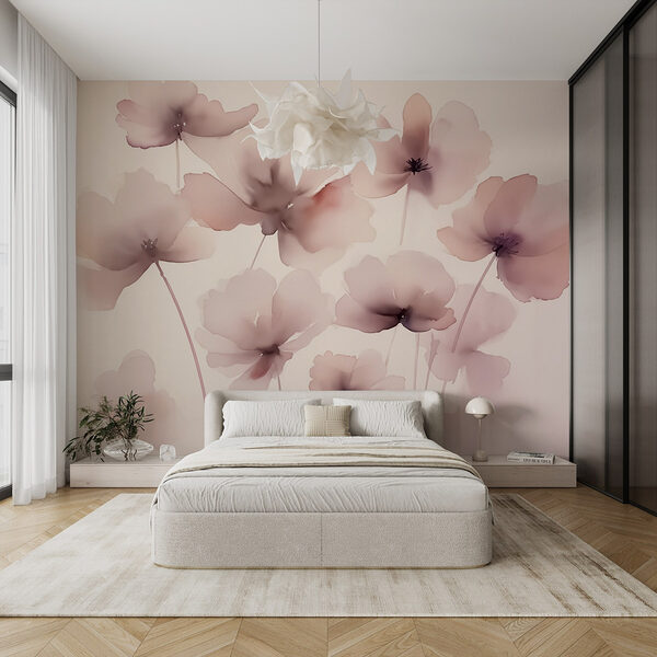 Group of flowers on a white background Wall murals Group of flowers on a white background