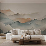 Wall murals Landscape of mountains with clouds