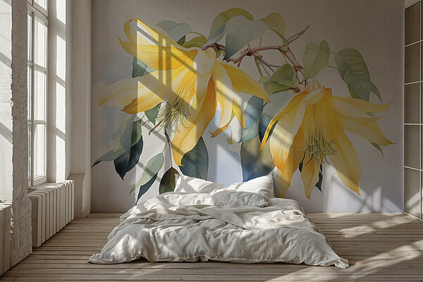 Wall murals Yellow flowers on a branch (SKU: w02714) Wall murals Wall murals Yellow flowers on a branch (SKU: w02714)