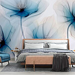 Wall murals Group of flowers with blue petals