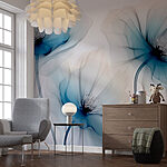 Wall mural Group of flowers with blue petals