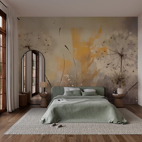 Painting of dandelions Wall murals Painting of dandelions