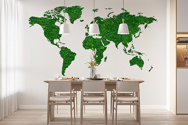 Map of the world made of green plants Wall murals Map of the world made of green plants