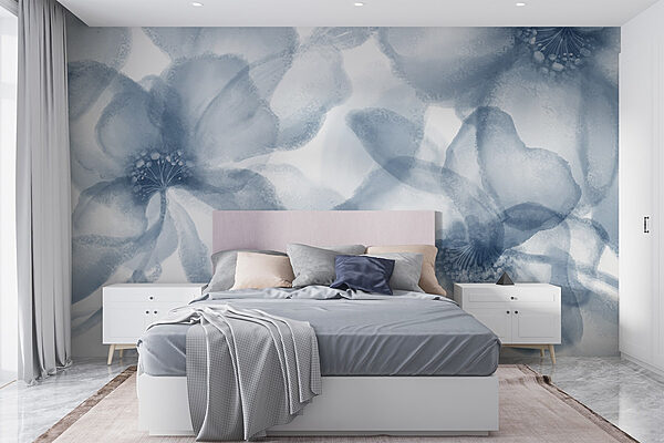 Group of flowers on a white background Wall murals Group of flowers on a white background