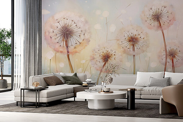 Painting of dandelions Wall murals Painting of dandelions