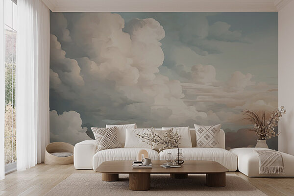 Cloudy sky with many clouds Wall murals Cloudy sky with many clouds