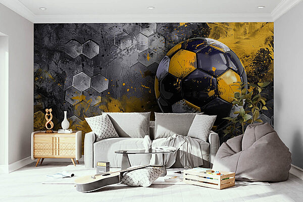 Football ball on a wall Wall murals Football ball on a wall