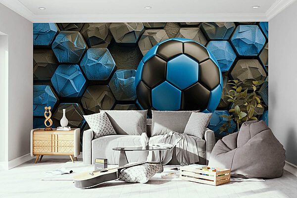 Blue and black football ball Wall murals Blue and black football ball