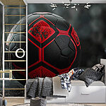 Wall murals Black and red football ball