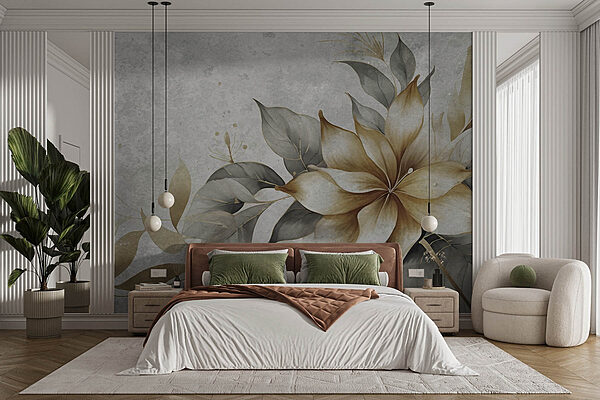 Delicate floral arrangement on soft tones Wall murals Delicate floral arrangement on soft tones
