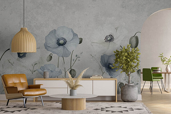 Wall murals Delicate blooms in soft hues (SKU: w08625) Wall murals Wall murals Delicate blooms in soft hues (SKU: w08625)