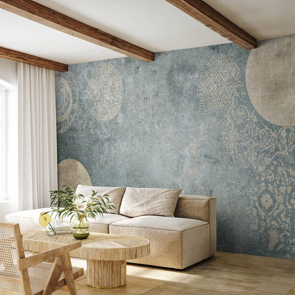 Wall mural Grey and white background with a pattern