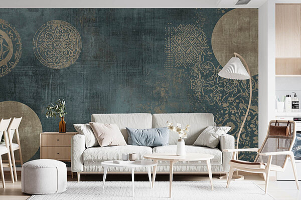 Artful patterns on a dark background Wall murals Artful patterns on a dark background