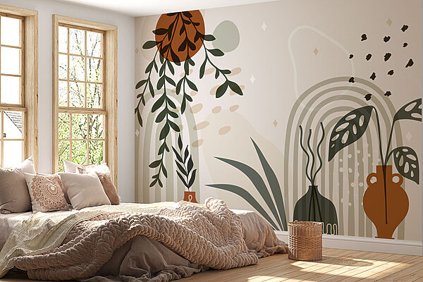 Graphic of a plant and potted plants Wall murals Graphic of a plant and potted plants