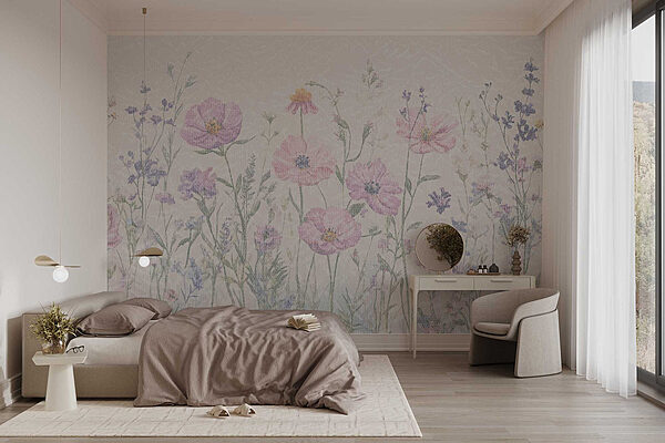 Wall murals Delicate blooms in soft pastels (SKU: w02767) Wall murals Wall murals Delicate blooms in soft pastels (SKU: w02767)