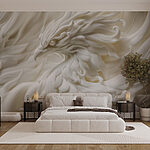 Wall murals White bird statue with feathers