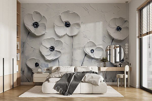Painting of white flowers Wall murals Painting of white flowers