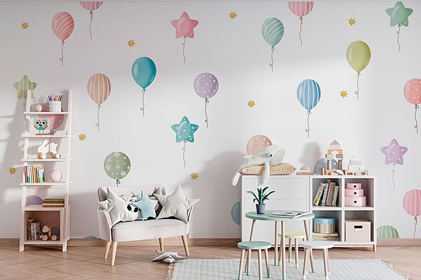 Pattern of balloons and stars Wall murals Pattern of balloons and stars