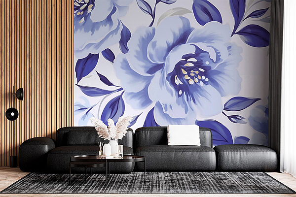 Wall murals Delicate blooms in soft blue hues (SKU: w02757) Wall murals Wall murals Delicate blooms in soft blue hues (SKU: w02757)