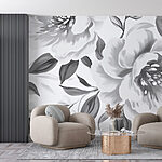 Wall murals Floral elegance in monochrome style