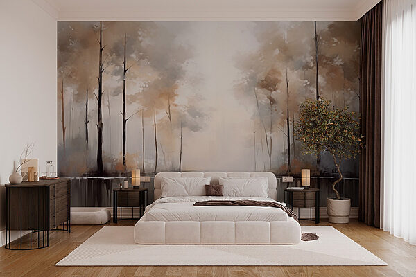 Painting of trees and water Wall murals Painting of trees and water